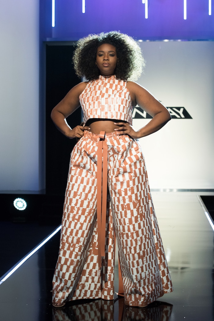 (Photo courtesy of Barbara Nitke/Lifetime) Brandon Kee’s final design for the  second challenge of “Project Runway's” Season 16.  He got one of the high scores in this challenge.