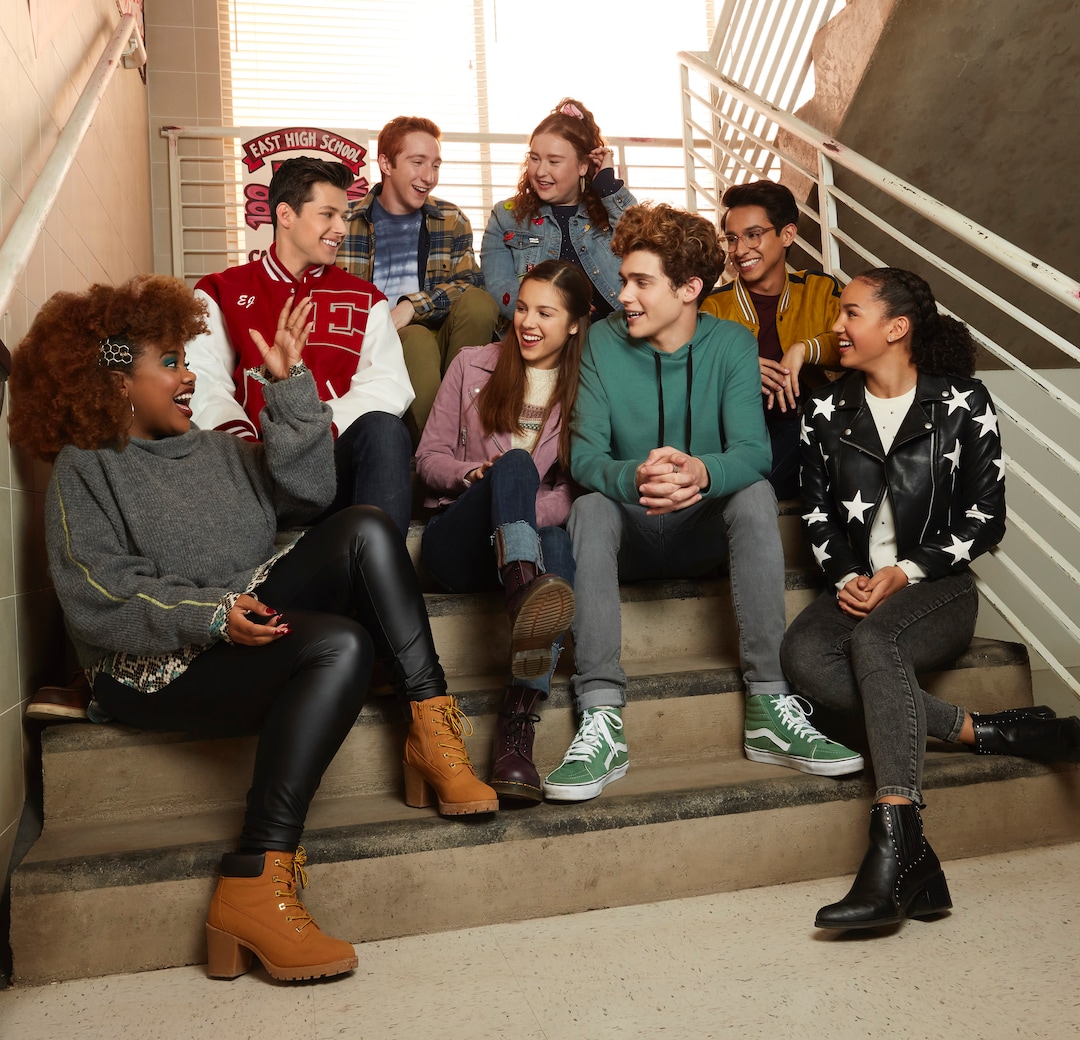 (Photo courtesy Craig Sjodin/Disney+) “High School Musical: The Musical: The Series” stars Dara Reneé as Kourtney, Matt Cornett as E.J., Larry Saperstein as Big Red, Olivia Rodrigo as Nini, Julia Rose Lester as Ashlyn, Joshua Bassett as Ricky, Frankie A. Rodriguez as Carlos, and Sofia Wylie as Gina.