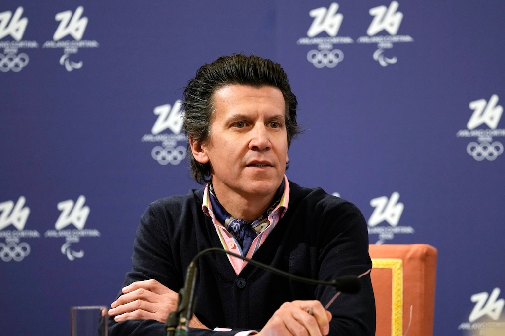 International Olympic Committee (IOC) Sports Director Christophe Dubi meets the press in Milan, Italy, Wednesday, Dec. 14, 2022. (AP Photo/Antonio Calanni, File)