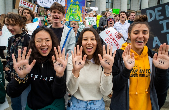 (Rick Egan  |  The Salt Lake Tribune)      Heathen Eden plays on the steps of the Utah State Capitol Building along with hundreds of students from around the state to  chant and sing, demanding action on the climate crisis. Friday, Sept. 20, 2019.