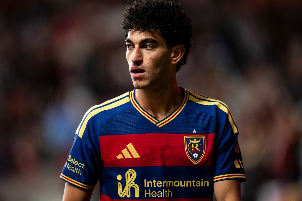 (Trent Nelson  |  The Salt Lake Tribune) Real Salt Lake forward Aiden Hezarkhan, shown during a game in March, scored RSL's first goal in a 3-0 victory over the New England Revolution on Saturday night.