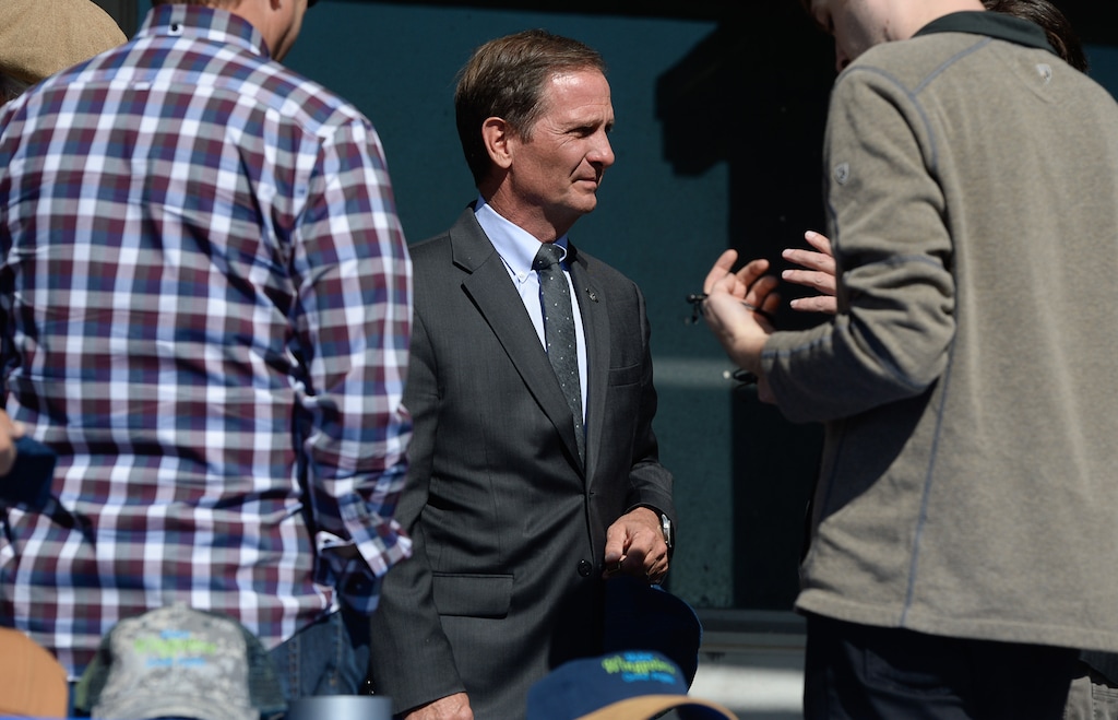(Francisco Kjolseth  |  The Salt Lake Tribune)  Congressman Chris Stewart (R-Utah) attends an announcement regarding the future plans to reopen Wingpointe Golf Course on Tuesday, Oct. 16, 2018. Congress recently passed the Federal Aviation Administration Act which included Congressman Stewart’s language to allow Salt Lake City to reopen the golf course for public enjoyment.