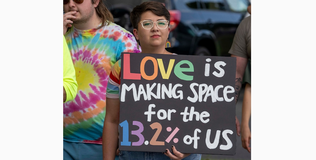 (Rick Egan | The Salt Lake Tribune) More than a thousand BYU students, friends and allies gather at Joaquin Park before marching to Kiwanis Park, in Provo's first Pride March, on Monday, June 28, 2021.