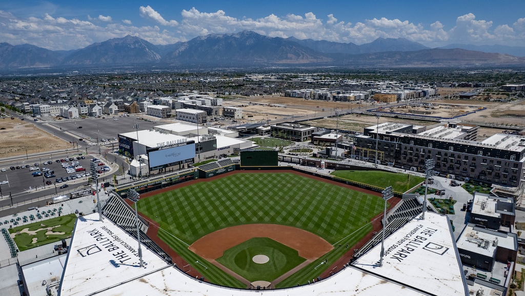 (Francisco Kjolseth | The Salt Lake Tribune) New development is pictured around The Ballpark at America First Square in South Jordan on Tuesday, July 21, 2026.