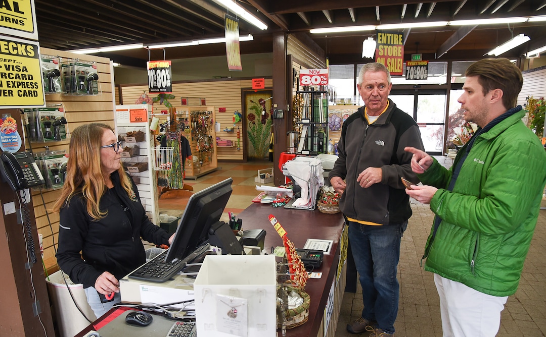 (Francisco Kjolseth  |  The Salt Lake Tribune)  Debbie and Loren Nielsen, left, owners of Wasatch Shadows Nursery in Sandy, speak with customer Greg Roach on on the last day of business. After 42 years, the Nielsens are retiring. They have sold the 10 acre plot, just west of the Real Soccer Stadium, to Sandy City for future development. "I'm sad to see it go. They always had some of the best prices and great variety," exclaimed Roach.
