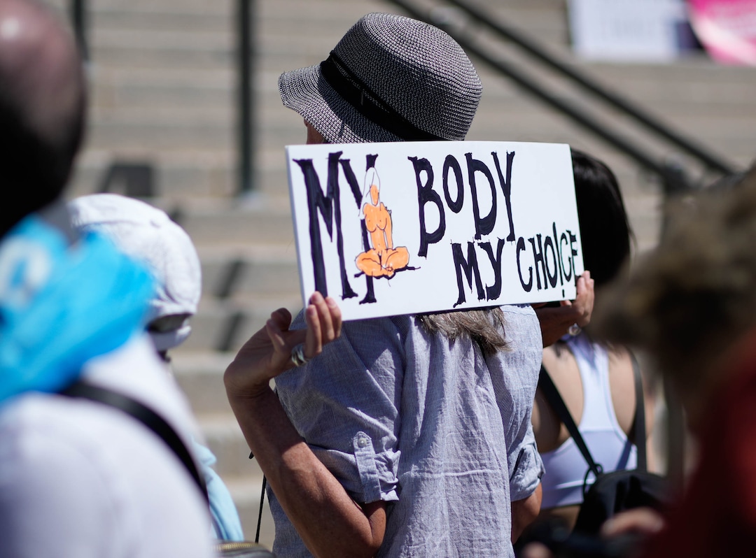 (Francisco Kjolseth | The Salt Lake Tribune) Protesters gather at the Utah Capitol for a “Bans Off Our Beehive” rally in support of abortion rights on Saturday, May 14, 2022.