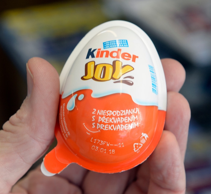 (Al Hartmann  |  The Salt Lake Tribune) Kinder Joy eggs, a popular European treat, are available for the first time in the U.S. this Christmas. The FDA had previously banned the candy, saying it was a potential choking hazard because a toy was hidden inside the chocolate. The new American version of the eggs, called “Kinder Joy,” have two halves — one with a toy and the other with pure chocolate.  They are flying off the shelves at Utah specialty shops like the Dutch Store.