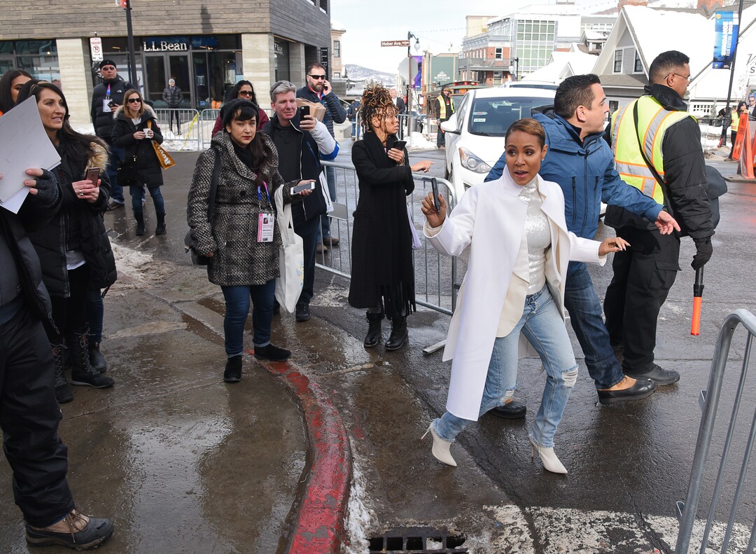 (Francisco Kjolseth  |  The Salt Lake Tribune)  Jada Pinkett Smith draws attention as the Sundance Film Festival kicks into high gear along Main street in Park City on Friday, Jan. 25, 2019, with fans hoping to snap a selfie with a celebrity, autograph seekers, paparazzi and locals.