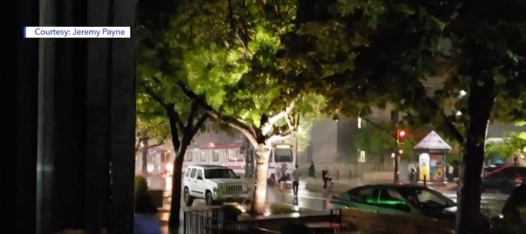(Screenshot courtesy of FOX 13) TRAX service remained disrupted on all three lines in Salt Lake City Wednesday morning after an equipment malfunction caused sparks, an explosion and a fire on a train on Tuesday night.