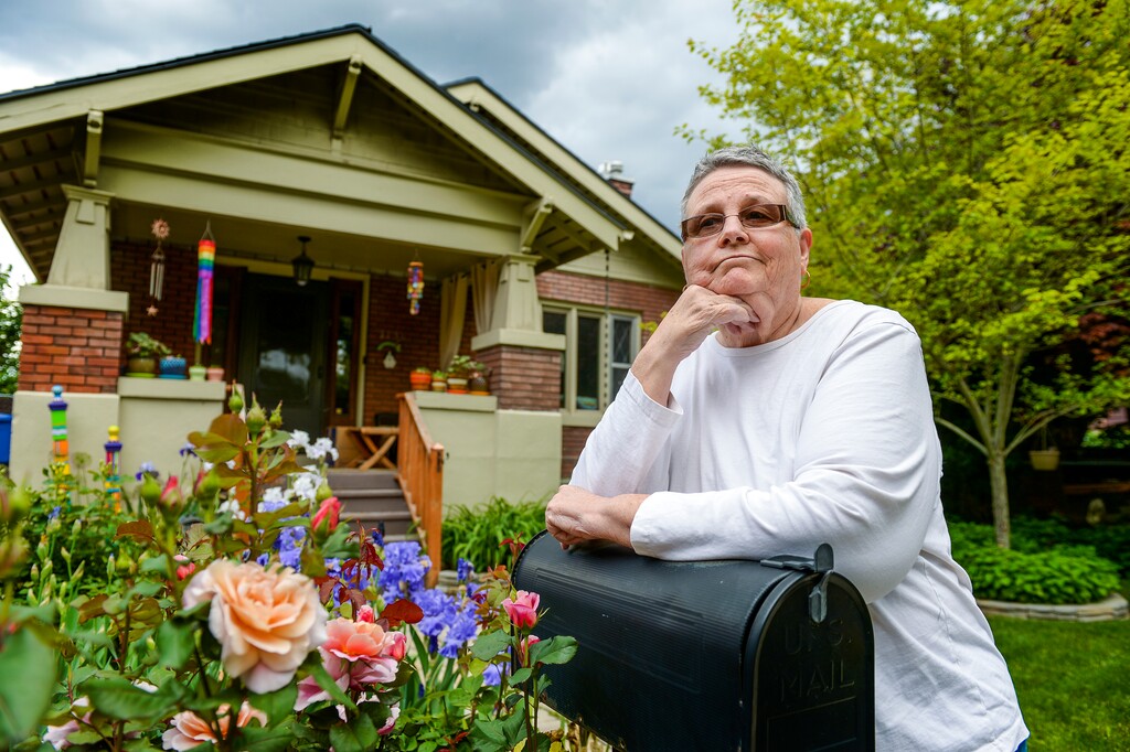 (Leah Hogsten | The Salt Lake Tribune) April Normandie-Harry is part of a group of neighbors in the 13th East and 13th South neighborhood objecting to the INN Between, an inpatient medical and hospice center for homeless people. Neighbors say they were told the facility would have 25 beds, but now understand it could eventually grow to hold 75 beds.