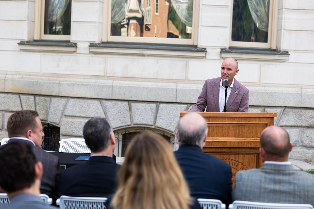 (Courtesy of Idaho National Laboratory) Utah Gov. Spencer Cox speaks at a ceremonial signing for energy legislation passed during the 2025 General Legislative Session at the Governor's Mansion on Monday, April 28, 2025.
