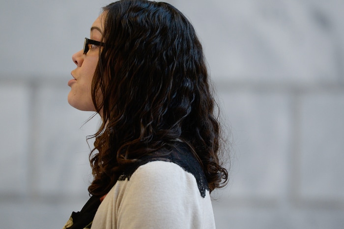 (Francisco Kjolseth  |  The Salt Lake Tribune)  Christie Sorensen, a cancer survivor who was saved by medicaid gives an impassioned account of her story as over 300 demonstrators fill the Capitol rotunda on Monday, Jan, 28, 2019, on the first day of the Legislative session to rally in support of protecting Proposition 3, the Medicaid Expansion law recently passed by voters.
