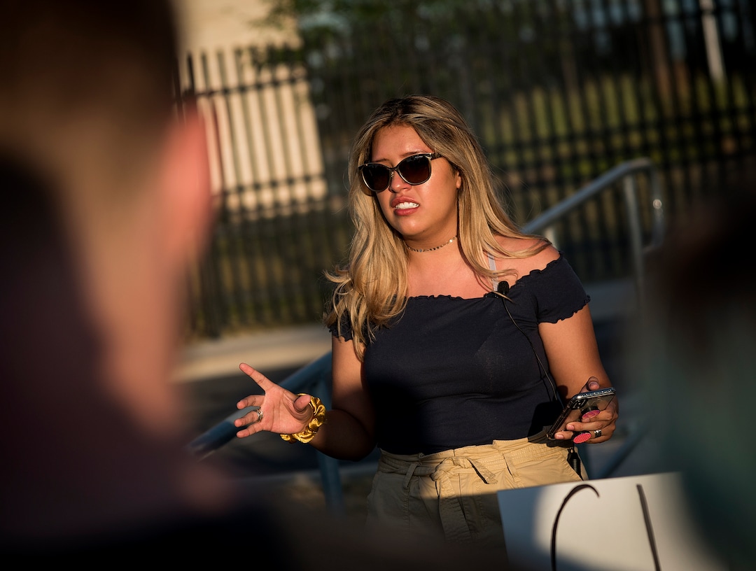 Michael Mangum  |  Special to the Tribune

Paola Severo of South Jordan recites a poem during a protest outside the U.S. Immigration and Customs Enforcement Salt Lake City Field Office in West Valley City, UT on Wednesday, July 24, 2019.