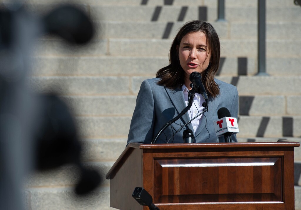 (Francisco Kjolseth  | The Salt Lake Tribune) Salt Lake City Mayor Erin Mendenhall speaks during a press event at the Utah Capitol on Monday, March 15, 2021, to announce the launch of a new online application for Emergency Rental Assistance.
