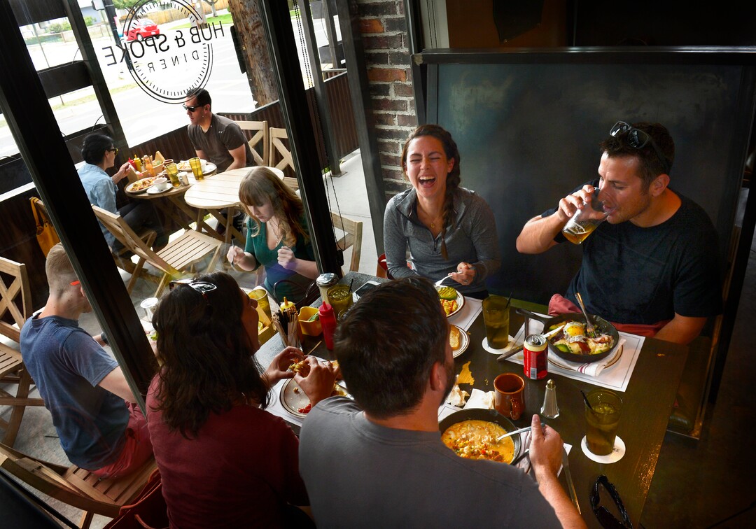 Scott Sommerdorf   |  The Salt Lake TribuneThere is indoor and outdoor dining available at Hub & Spoke Diner, Saturday, September 5, 2015.