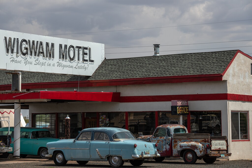 (Ash Ponders | The New York Times) A Wigwam Motel in Holbrook, Ariz., on July 22, 2021. From motels to spa treatments, the industry has often used Indigenous imagery to gain a sense of authenticity. Amid an ongoing national conversation around race, will that change?