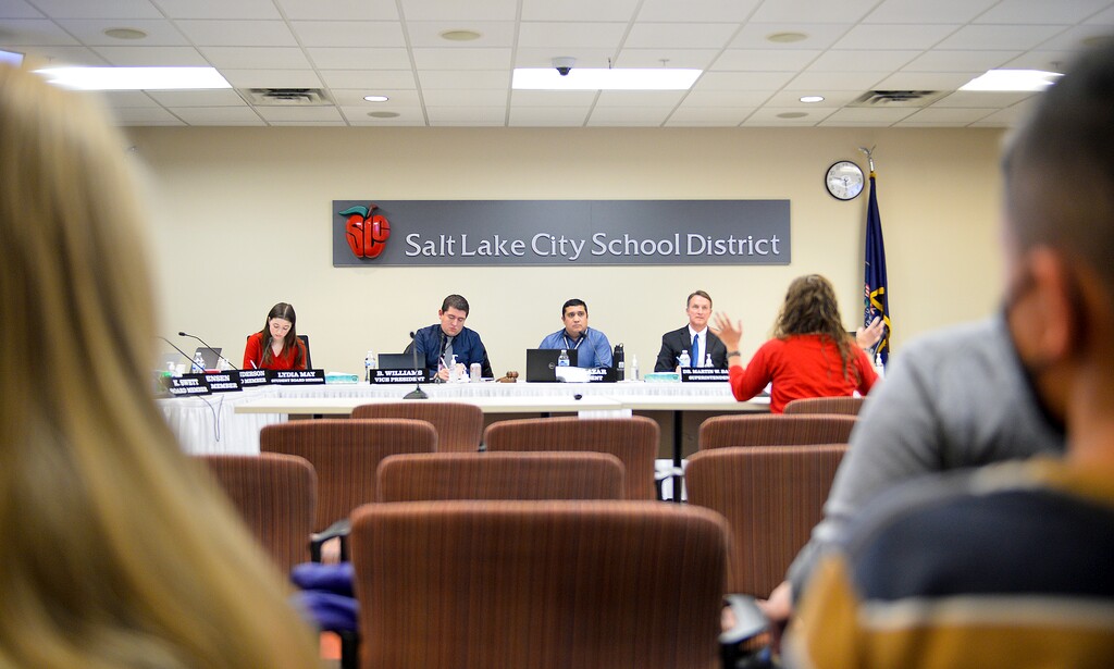 (Chris Samuels | The Salt Lake Tribune) A meeting of the Salt Lake City School District Board of Education, Tuesday, Jan. 10, 2023. Board members voted Tuesday to close the district's online elementary school.