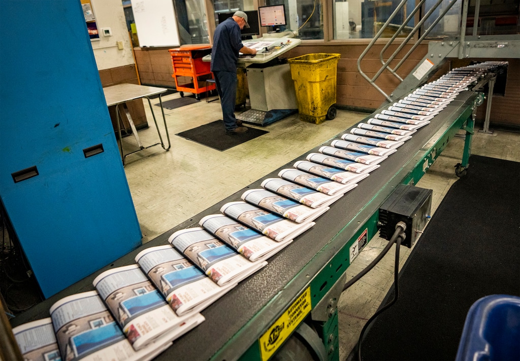 (Rick Egan | The Salt Lake Tribune) Alan Lujan, senior pressman makes adjustments to the printing press the first edition of The Southern Utah Tribune is printed at the Ogden Standard printing press on Monday, Oct. 6, 2025.  