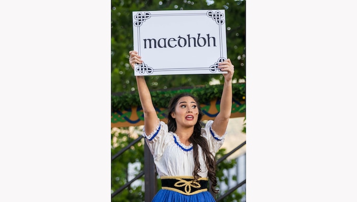 (Rick Egan | The Salt Lake Tribune) The audience is asked hot to pronounce various Gaelic names, during the Irish Greenshow at the Utah Shakespeare Festival in Cedar City, on Saturday, July 3, 2021.