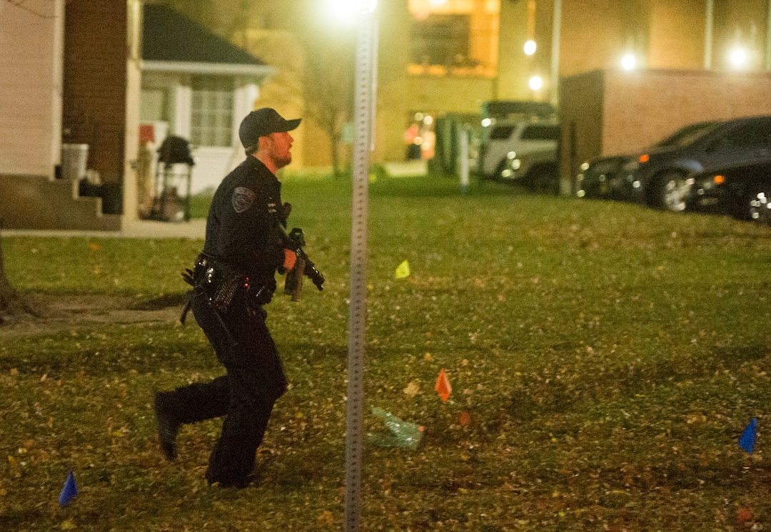 (Rick Egan  |  The Salt Lake Tribune) Police search for a gunman near Red Butte Garden on the University of Utah campus Monday, Oct. 30, 2017.