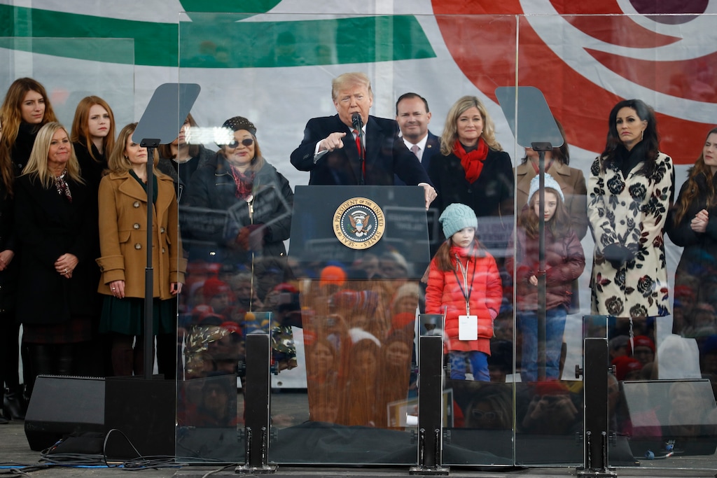 (Patrick Semansky | AP) President Donald Trump speaks at a March for Life rally, Friday, Jan. 24, 2020, on the National Mall in Washington.