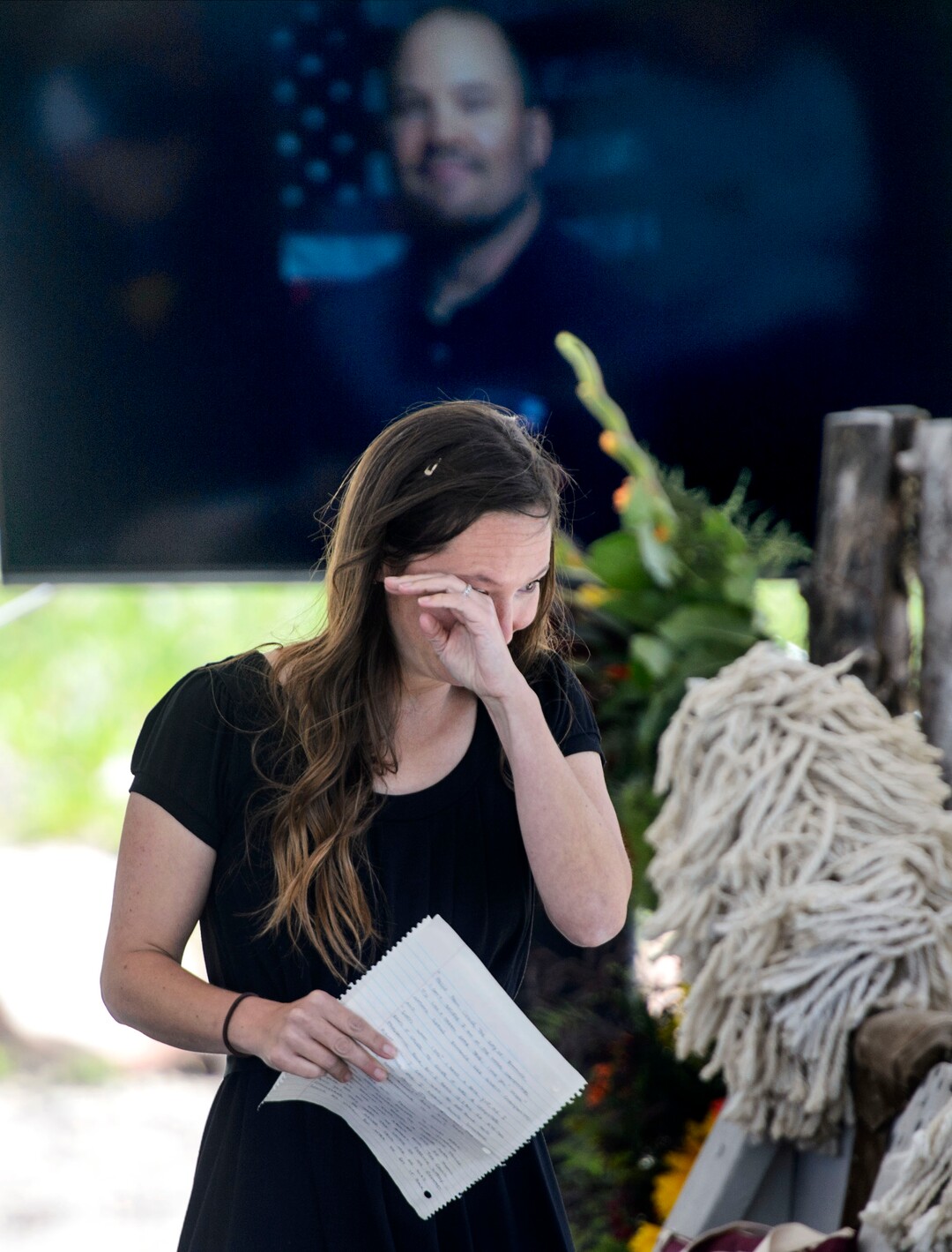 Steve Griffin  |  The Salt Lake TribuneTristan Gale Geisler, 2002 Olympic Skeleton Gold Medalist, wipes tears from her eyes after speaking about her long-time friend Steve Holcomb as Park City and the Holcomb family and friends hold a memorial to honor the late 37-year-old Park City gold medalist bobsledder who passed away suddenly in Lake Placid last month. The remembrance was held in the summer pavilion at Utah Olympic Park Park City. Saturday, June 10, 2017.