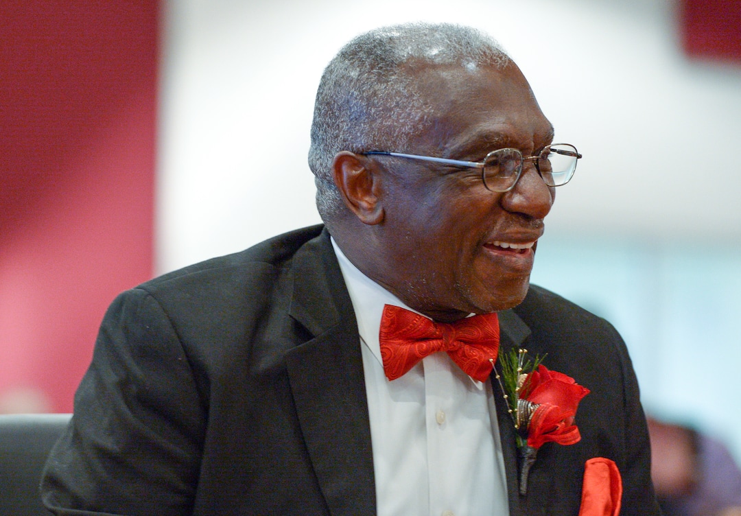 (Leah Hogsten  |  The Salt Lake Tribune) The Rev. France A. Davis laughs as people pay tribute to him during his 44th anniversary celebration as pastor at Calvary Baptist Church, Sunday, April 22, 2018. Davis, who arrived in Salt Lake City in 1974, has built the African-American congregation to more than 700 members. 