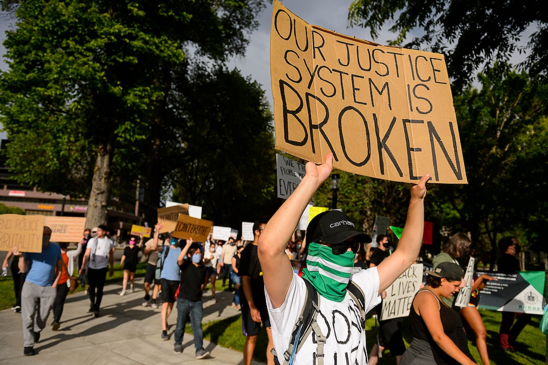 (Trent Nelson  |  The Salt Lake Tribune) Protesters march against police brutality in Salt Lake City on Tuesday, June 2, 2020.