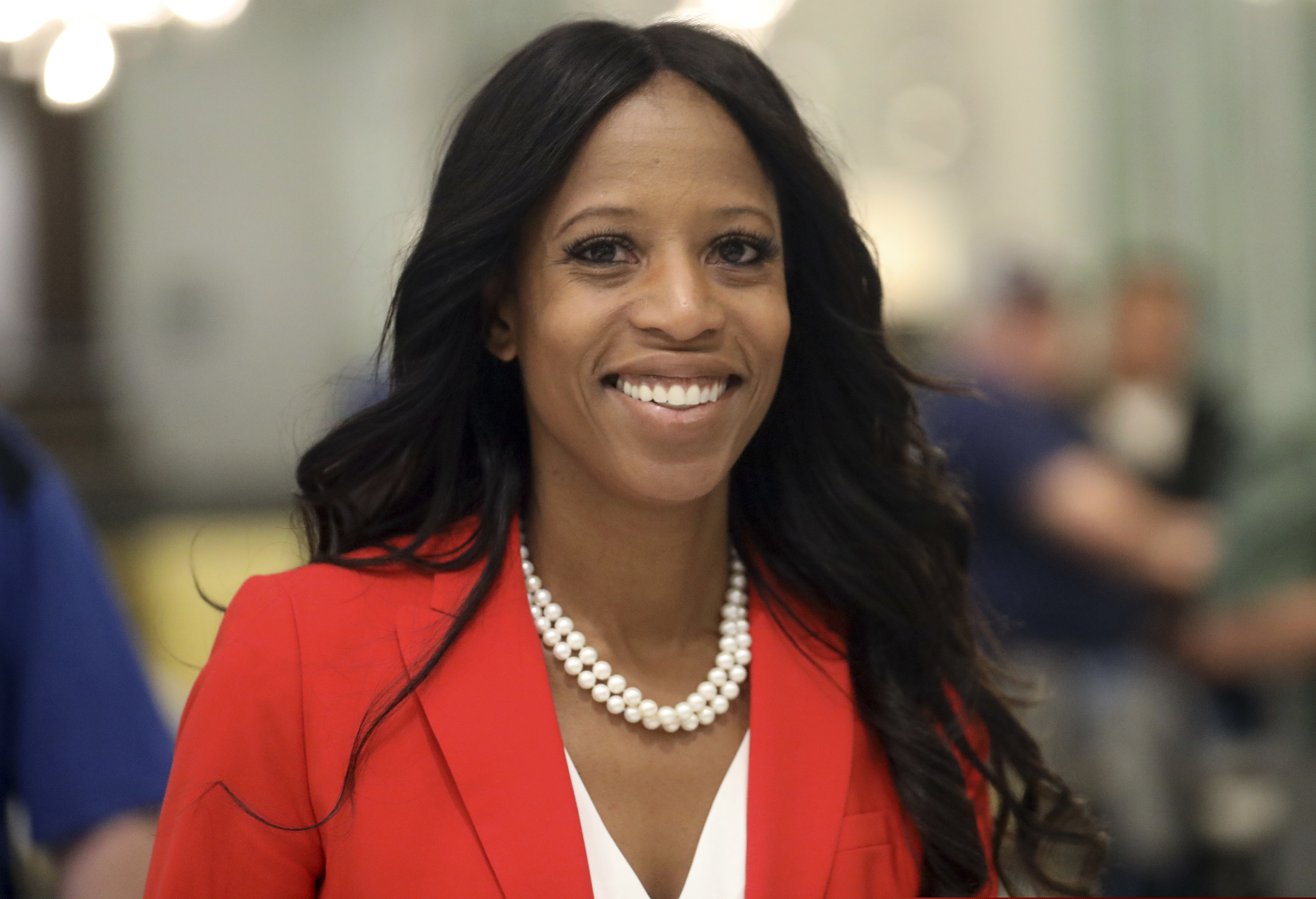 FILE - In this Nov. 6, 2018, file photo, Republican U.S. Rep. Mia Love walks to greets supporters during an election night party, in Lehi, Utah. Love has cut into Democratic challenger Ben McAdams' lead as vote-counting continues in the race that remains too close to call a week after Election Day. (AP Photo/Rick Bowmer, File)