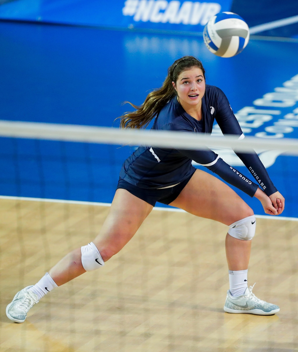 BYU libero Mary Lake digs a ball in the 2nd set against Utah. The BYU Women's Volleyball team defeated Utah 3-0 in the 2nd Round of the NCAA Championships in the Smith Fieldhouse in Provo, Utah.

December 1, 2018

Photo by Jaren Wilkey/BYU