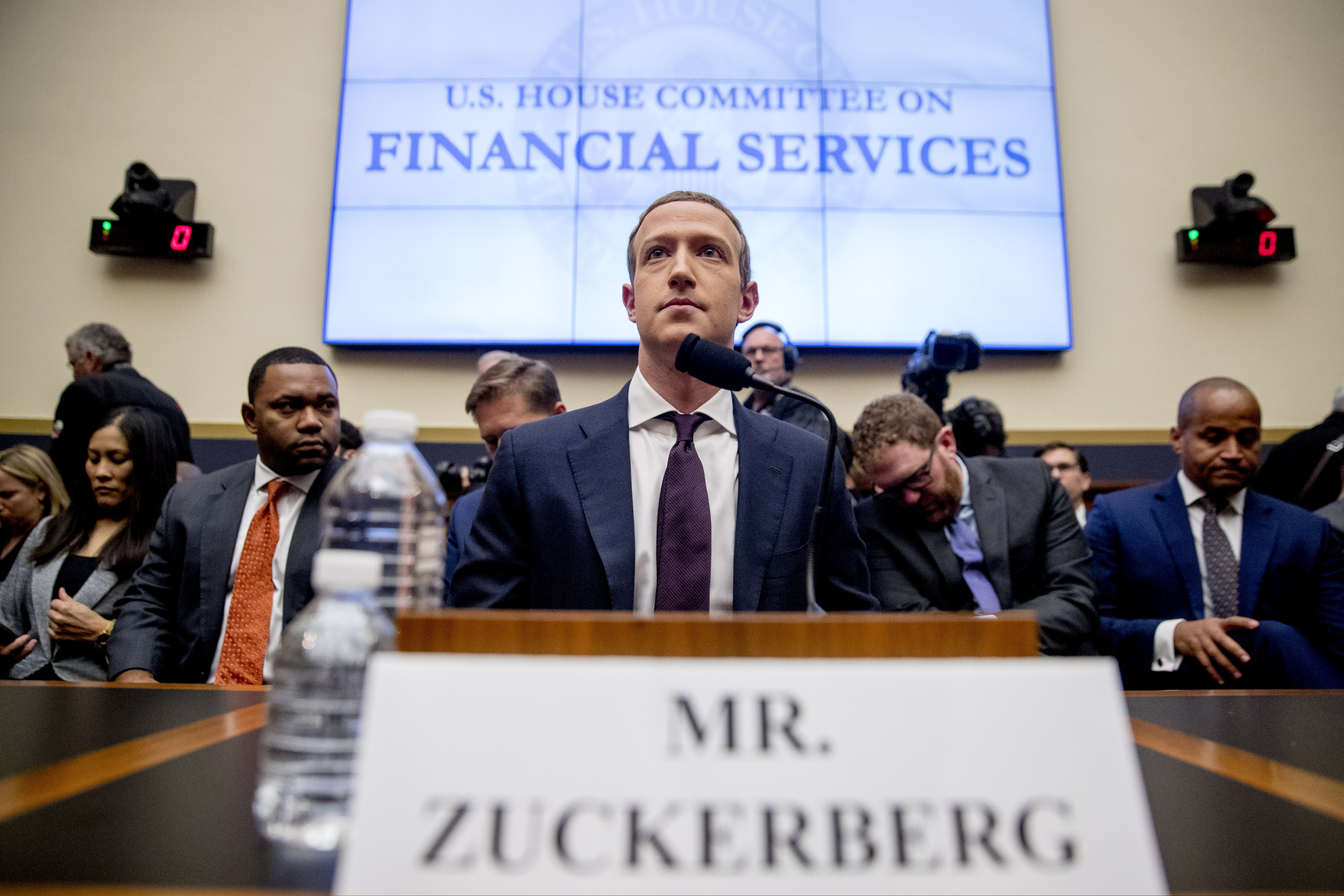(Andrew Harnik | AP file photo) Facebook CEO Mark Zuckerberg arrives for a House Financial Services Committee hearing on Capitol Hill in Washington, Wednesday, Oct. 23, 2019, on Facebook's impact on the financial services and housing sectors.