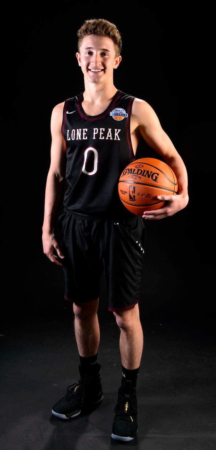 (Steve Griffin  |  The Salt Lake Tribune)  Prep basketball Chantry Ross, Lone Peak, in the Salt Lake Tribune studio in Salt Lake City Tuesday April 10, 2018.