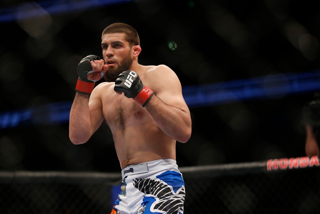 Court McGee looks on before his UFC welterweight mixed martial arts match against Josh Neer in Anaheim, Calif., Saturday, Feb. 23, 2013. (AP Photo/Jae C. Hong)