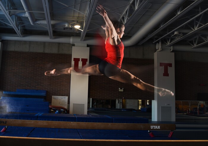 (Francisco Kjolseth  |  The Salt Lake Tribune)  Utah's Adrienne Randall has made a name for herself on the balance beam. 