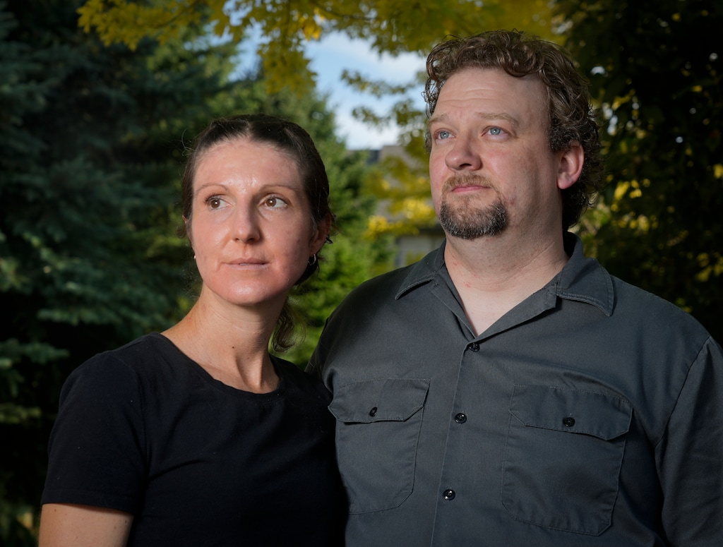 (Bethany Baker | The Salt Lake Tribune) Tiffany and William Strong, outside their home in Orem on Tuesday, Sept. 12, 2023. The Strongs are the parents of a former Spectrum Academy student who in 2020 was the subject of a federal civil rights investigation, which found that the boy was denied a free appropriate public education because of the school's excessive use of seclusion.