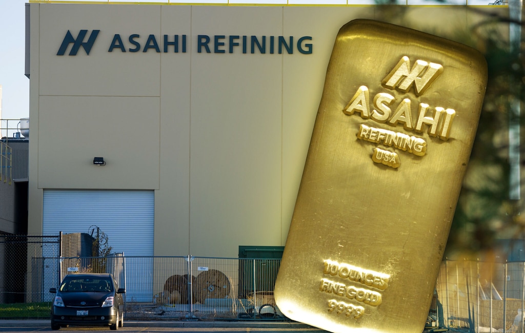 (Photo illustration by Christopher Cherrington | The Salt Lake Tribune. Photography: Bethany Baker | The Salt Lake Tribune; Asahi) Asahi Refining, a West Valley City plant that maintains a low profile, makes gold one of Utah's biggest exports.