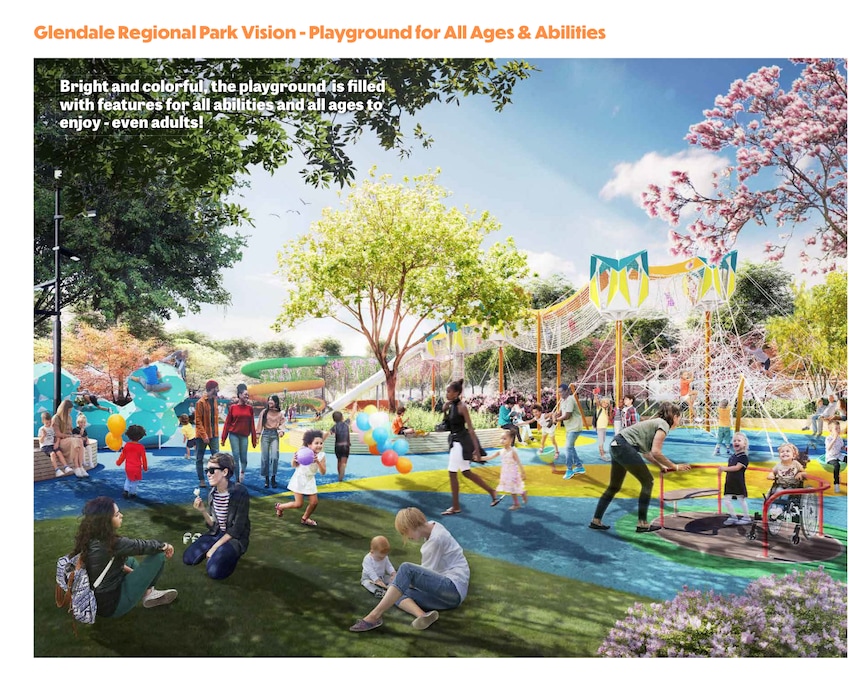 (Design Workshop | Salt Lake City) Rendering of features included for the planned Glendale Regional Park. The park will benefit from the $85 million bond on this fall's ballot.