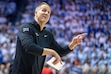 (Rick Egan | The Salt Lake Tribune) BYU Cougars head coach Kevin Young reacts to a call by the official in BIG 12 basketball action between the BYU Cougars and the Houston Cougars at the Marriott Center on Saturday, Feb. 7, 2026.