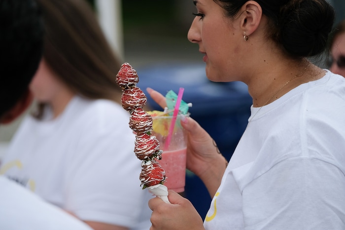 (Francisco Kjolseth  |  The Salt Lake Tribune)  Sweet food options draw in volunteers during the annual 2019 Utah Arts Festival as it kicks off at Library Square and Washington Square in downtown Salt Lake City, Thursday, June 20, 2019, with visual and performance art of all varieties and food for all ages from June 20-23.