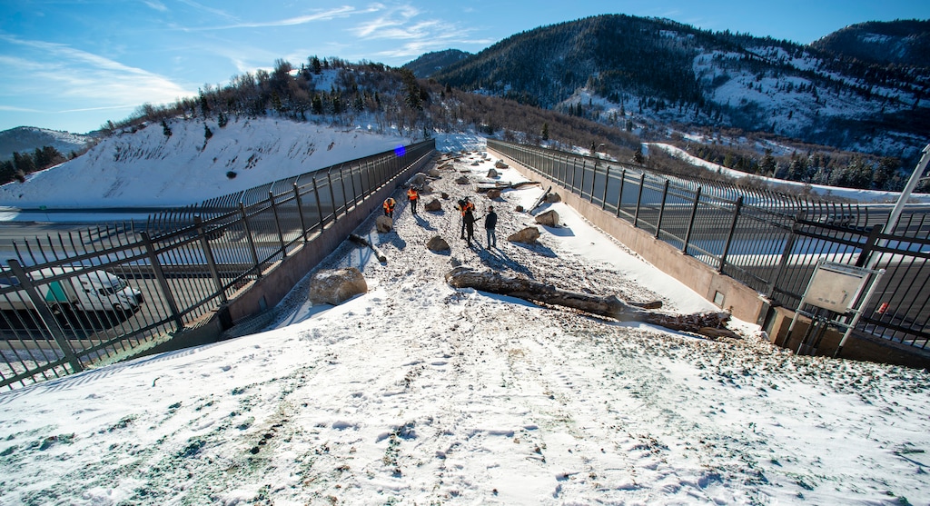 (Rick Egan | The Salt Lake Tribune) The first overpass for wildlife at the summit of Parleys Canyon crosses I-80 near Exit 140.  Wednesday, Dec. 12, 2018.


