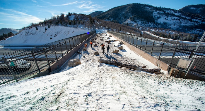 (Rick Egan  |  The Salt Lake Tribune)     The first overpass for wildlife at the summit of Parleys Canyon crosses I-80 near Exit 140.  Wednesday, Dec. 12, 2018.


