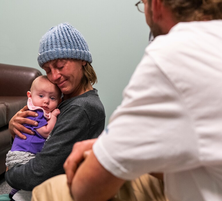 (Rick Egan | The Salt Lake Tribune) Bodhi and Jack King spend time with her daughter, Raya, during a supervised visit at the Division of Child and Family Services on Wednesday, Nov. 24, 2021. While homeless, the couple lost custody of Raya and spent years to improve their lives to be reunited.