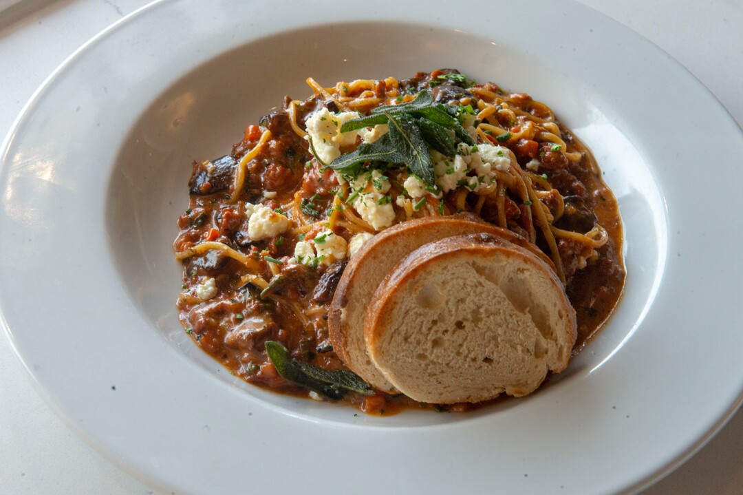 (Rick Egan  |  The Salt Lake Tribune)       Spaghetti Bolognese at Stratford Proper Cafe & Bistro. Tuesday, April 16, 2019.