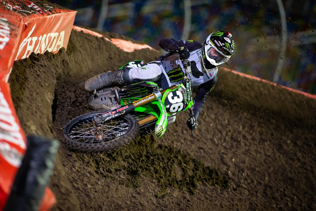 (Photo courtesy of Feld Entertainment)
Garrett Marchbanks of Coalville became the first Utahn to win a Supercross race when he won the 250SX East race in Daytona on March 7, 2020. Marchbanks will make his debut at Rice-Eccles Stadium on the University of Utah campus, where he grew up watching the sport, this month. The Monster Energy AMA Supercross tour will wrap up a season interrupted by COVID-19 with seven races at the stadium from May 31 to June 27, 2020.