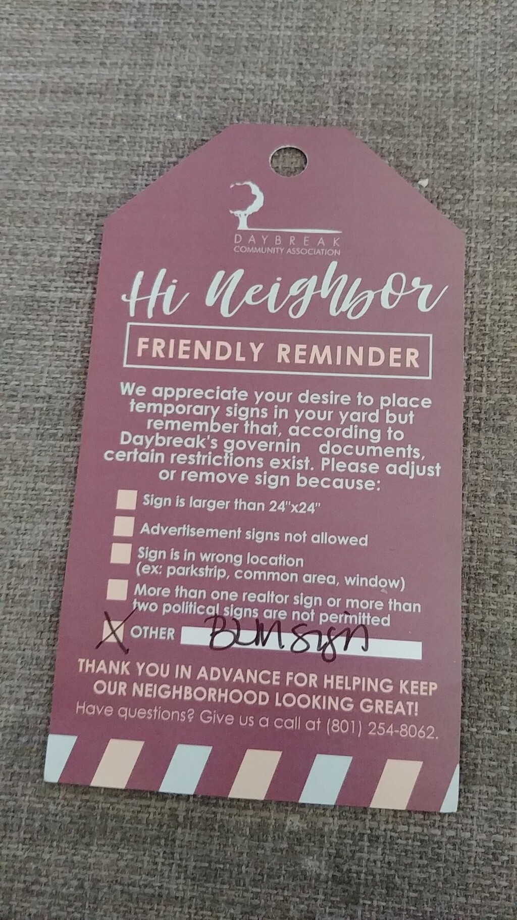 (Photo courtesy Dan Carlson via Twitter) Daybreak resident Dan Carlson took this photo of a notice he received Aug. 11, 2020, saying his Black Lives Matter sign violated the homeowners association rules. The association later apologized.