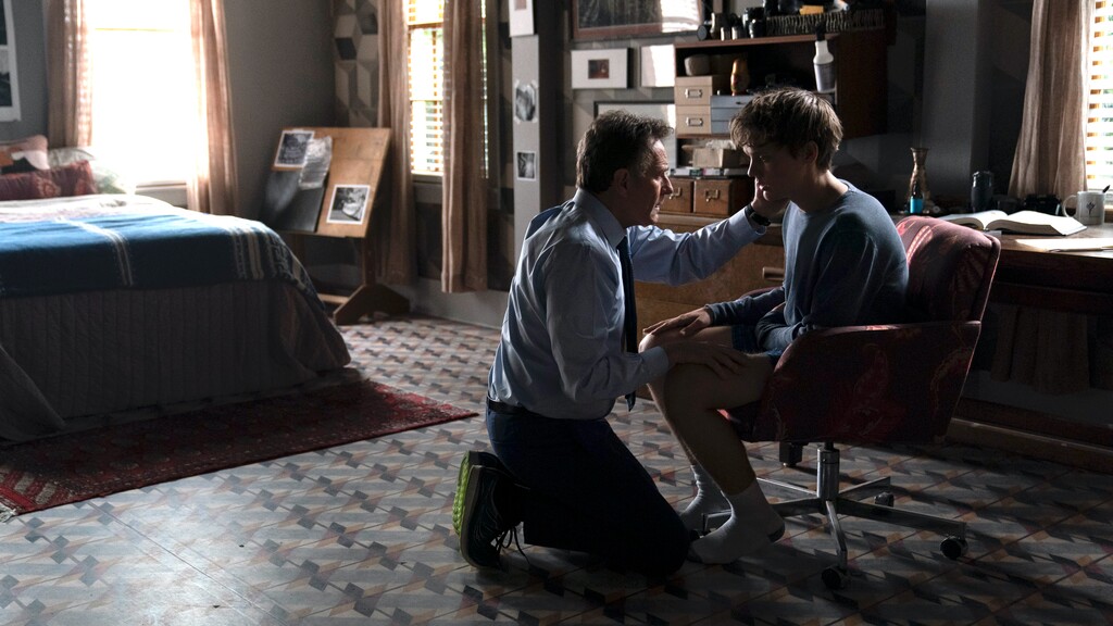 (Photo courtesy of Skip Bolen/Showtime)  Bryan Cranston as Michael Desiato and Hunter Doohan as Adam Desiato in "Your Honor."