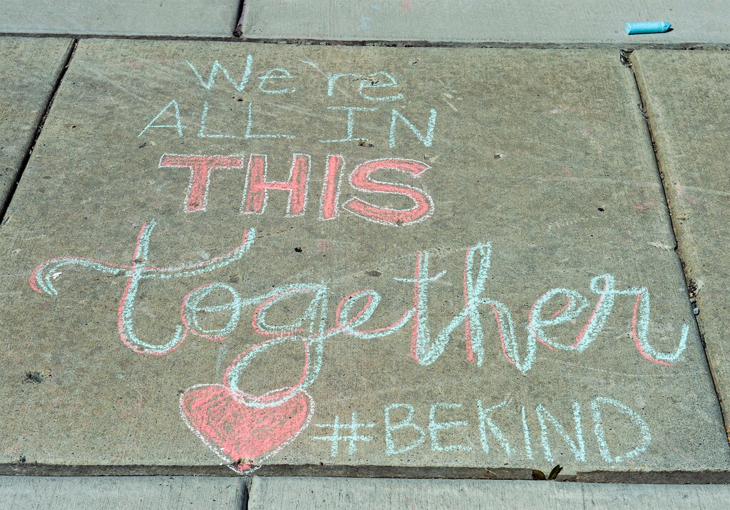 (Rick Egan  |  The Salt Lake Tribune)  Residents of a Centerville neighborhood are making chalk drawings to pass the time, and give the neighbors something to enjoy on their daily walks, Friday April 3, 2020.