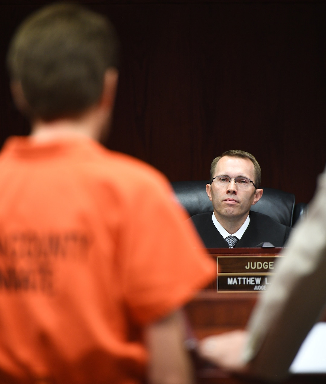 (James M. Dobson  |  Pool Photo)  The fifth district court takes Samuel Shaffer's guilty plea to felony rape of a child and felony child abuse at court in Cedar City, Wednesday, February 20, 2018.