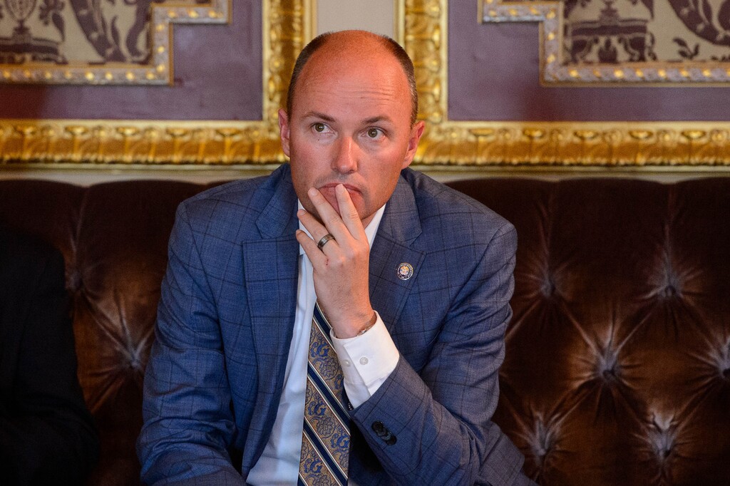 (Trent Nelson | Tribune file photo) Lt. Gov. Spencer Cox listens to Gov. Gary Herbert during a news conference in Salt Lake City on Wednesday, July 10, 2019.