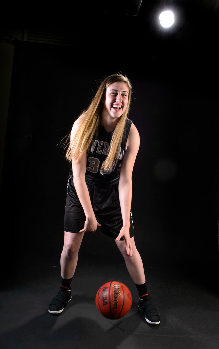 (Steve Griffin  |  The Salt Lake Tribune)  Prep basketball Morgan Kane, Riverton, in the Salt Lake Tribune studio in Salt Lake City Tuesday April 10, 2018.
